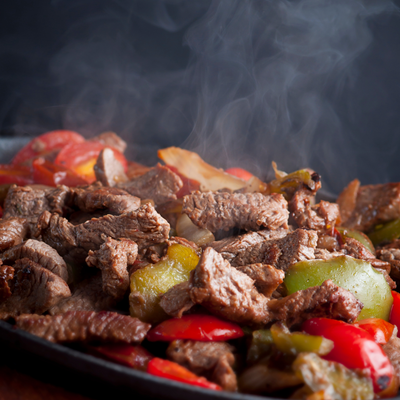 Hanger Steak (Onglet) Fajitas with Sizzling Peppers